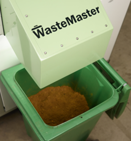 The coffee-grain-residue created by the WasteMaster machine